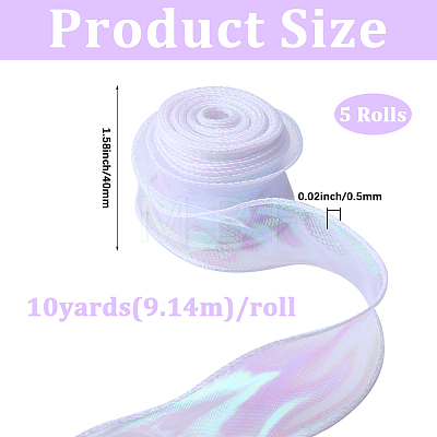 5Rolls Flat Rainbow Color Organza Ribbon OCOR-CY0003-29A-1