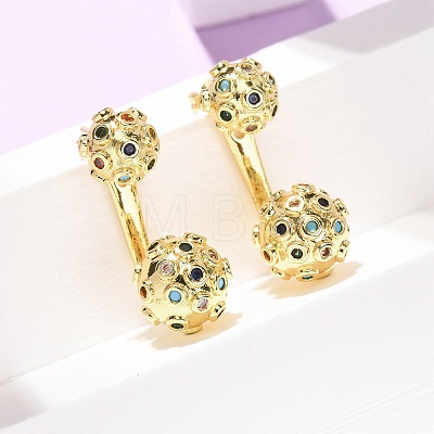 Brass Micro Pave Cubic Zirconia Stud Earrings EJEW-D351-13G-01-1