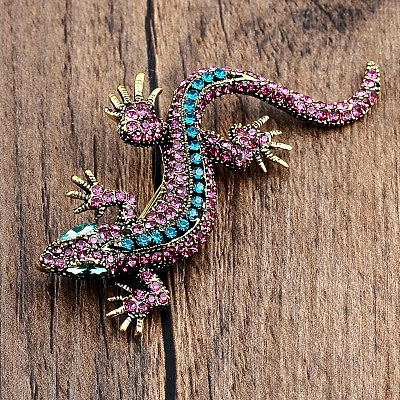 Gecko Rhinestone Brooch Pin PW-WG99E82-02-1