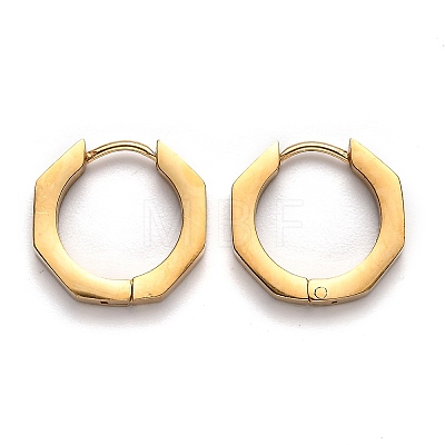 304 Stainless Steel Octagon Huggie Hoop Earrings STAS-J033-04A-G-1
