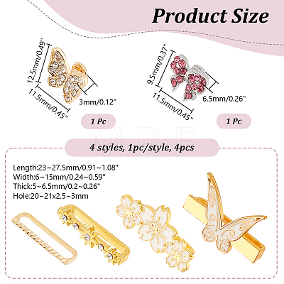 Unicraftale 6Pcs 6 Style Zinc Alloy with Rhinestone Watch Loops Accesssories FIND-UN0003-38-1