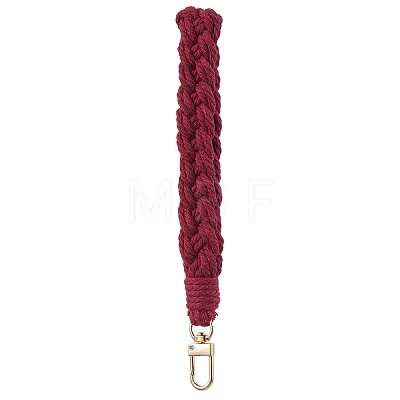 Handmade Macrame Cotton Threads Wrist Strap Pendant Decoration HJEW-JM02624-1