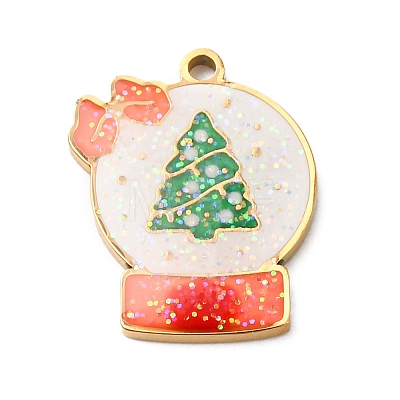 Christmas 304 Stainless Steel Enamel Pendants STAS-B112-02G-01-1