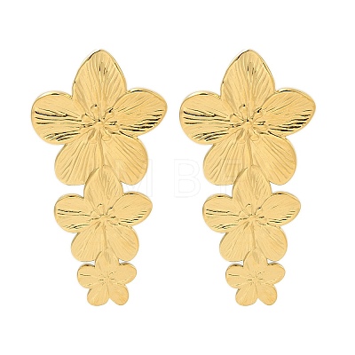 304 Stainless Steel Flower Stud Earrings for Women EJEW-U020-17G-1