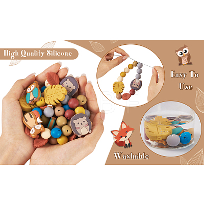 Beadthoven 69Pcs 12 Style Food Grade Eco-Friendly Silicone Beads SIL-BT0001-06-1