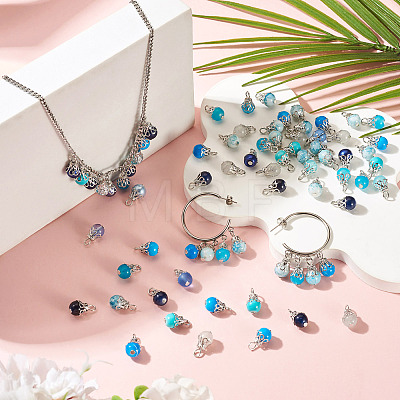 100Pcs Mixed Styles Glass Pendants PALLOY-TADJ00007-1