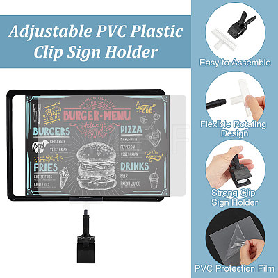 FINGERINSPIRE 3 Styles Adjustable PVC Plastic Clip Sign Holder AJEW-FG0003-58-1