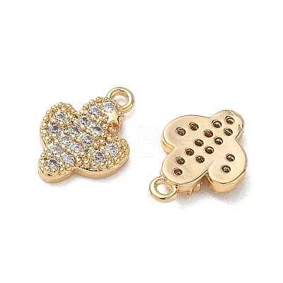 Brass Micro Pave Clear Cubic Zirconia Charms KK-D261-03G-1