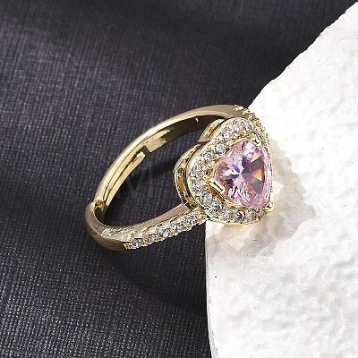 Brass Micro Pave Cubic Zirconia Cuff Open Rings CU-CBA5C10-04G-1