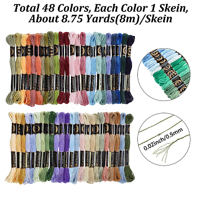 48 Skeins 4 Colors 6-Ply Polyester Embroidery Floss OCOR-CY0004-55B-1