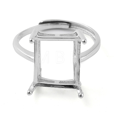 Rectangle Adjustable 925 Sterling Silver Ring Components STER-G042-11P-1