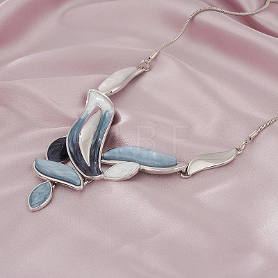 Leaf Alloy Enamel Pendant Necklaces & Stud Dangle Earrings Sets WG51EEA-01-1