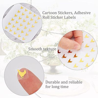 Olycraft 80 Sheets 2 Color Cartoon Animal Meal Stickers DIY-OC0008-67B-1