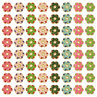160Pcs 8 Colors Alloy Enamel Bead Caps FIND-TA0008-38-1