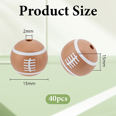 40Pcs Printed Round Silicone Focal Beads SIL-OC0001-24B-1
