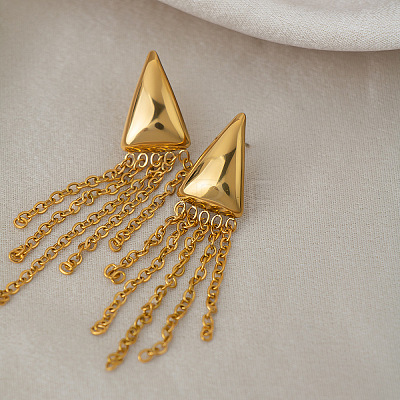 304 Stainless Steel Tassel Stud Earrings for Women YQ6135-1