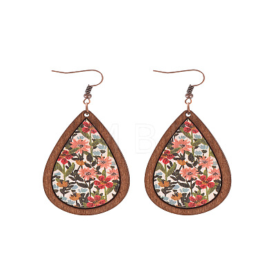 Wood Dangle Earrings FS-WG89FD2-02-1