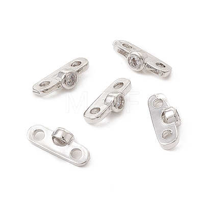 Rack Plating Brass Pave Clear Cubic Zirconia Connector Charms LS-KK-G433-04P-1