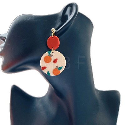Halloween Alloy Polymer Clay Dangle Stud Earrings FS-WGD4736-08-1