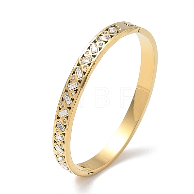 304 Stainless Steel & Rhinestone Hinged Bangles for Women BJEW-Z178-03G-1
