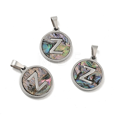 304 Stainless Steel with Paua Shell Pendants STAS-G268-02-P-1