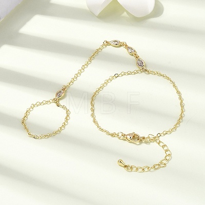 Brass Micro Pave Cubic Zirconia Mittens Bracelets BJEW-C156-01G-03-1