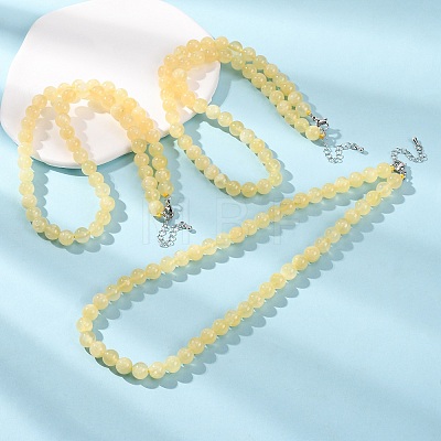 8MM Grade A Natural Golden Silk Jade Round Beaded Necklaces GG-CBAA808-03P-B-1