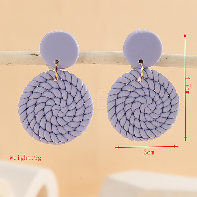 Polymer Clay & Alloy & Wood Woven Dangle Stud Earrings FS-WG7370D-04-1