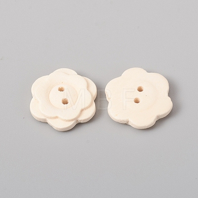 2-Hole Natural Wood Buttons WOOD-E010-16-1