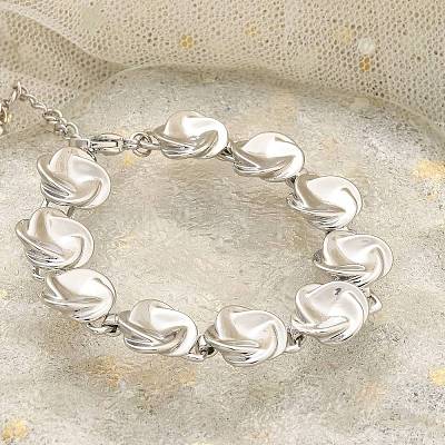 Brass Flat Round Links Bracelets for Women KK-B124-11P-1