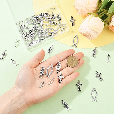 60Pcs 6 Styles Ocean Tibetan Style Alloy Pendants FIND-YW0012-44-1