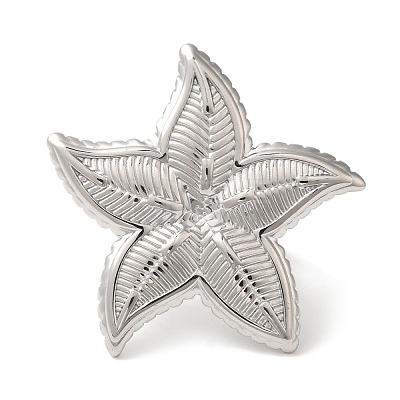 Non-Tarnish 304 Stainless Steel Starfish Open Cuff Rings for Women RJEW-Z053-10P-1