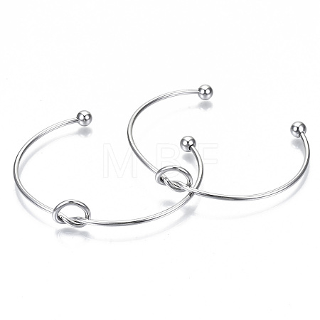 Tarnish Resistant 304 Stainless Steel Love Knot Cuff Bangle Making X-MAK-S073-001P-1