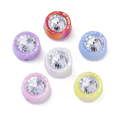 UV Plating Iridescent Acrylic with Rhinestone Beads OACR-B021-07-1
