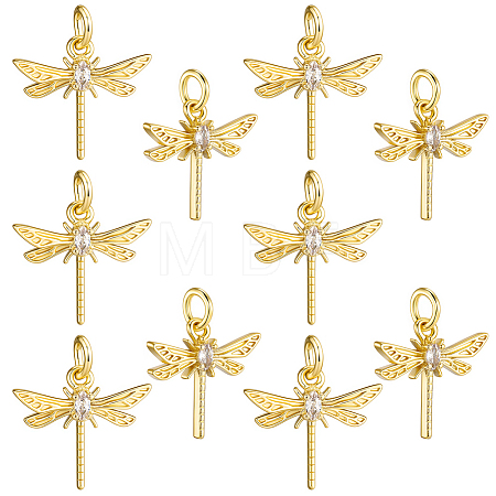 10Pcs Brass Micro Pave Clear Cubic Zirconia Pendants KK-BBC0021-84-1