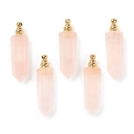 Faceted Natural Rose Quartz Pointed Pendants G-H252-F06-1