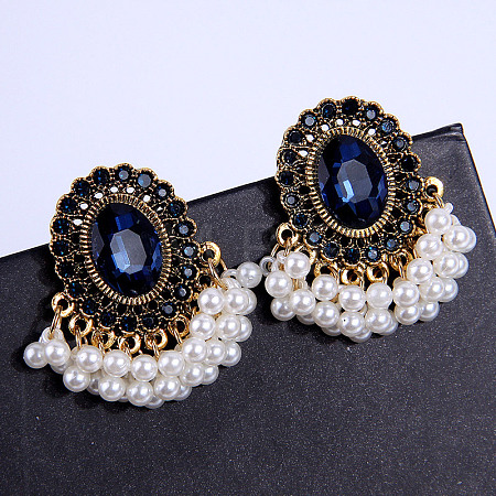 Oval Alloy & Rhinestone Chandelier Earrings FS-WG1A981-04-1
