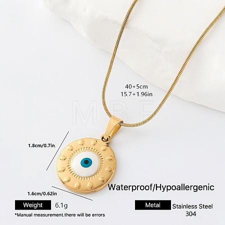 304 Stainless Steel Enamel Evil Eye Pendant Necklaces for Men Women KO5396-2-1