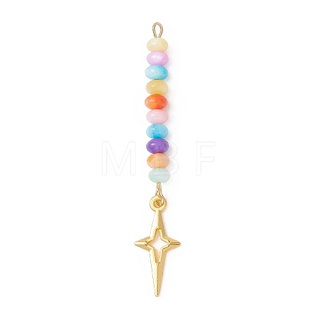 Natural Freshwater Shell Dyed Rondelle Beaded Big Pendants PALLOY-JF04743-1