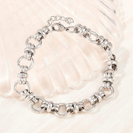 304 Stainless Steel Ring Link Chain Bracelets for Women Men BJEW-H643-10P-1