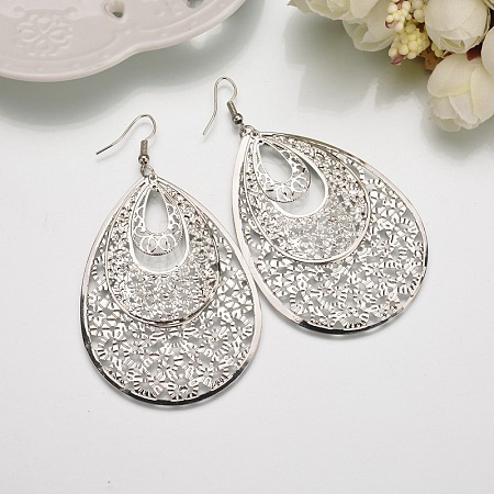 Bohemian Style Hollow Teardrop Alloy Dangle Earrings FS-WG1E410-02-1