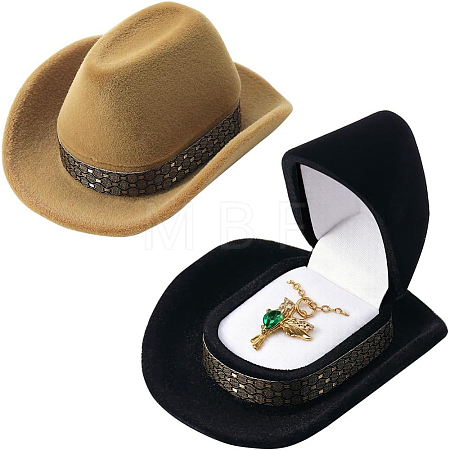 4Pcs 2 Colors Hat Velvet Jewelry Boxes CON-SC0001-19B-1