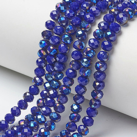 Electroplate Opaque Solid Color Glass Beads Strands X-EGLA-A034-P4mm-I14-1