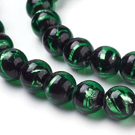 Handmade Silver Foil Lampwork Beads Strands FOIL-L016-C02-1