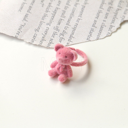 Bear Adjustable Zinc Alloy Flocking Finger Rings for Women FS-WG501E4-04-1