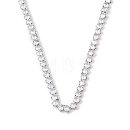 Rack Plating Brass Clear Cubic Zirconia Cup Chain Necklaces NJEW-Q348-02P-1
