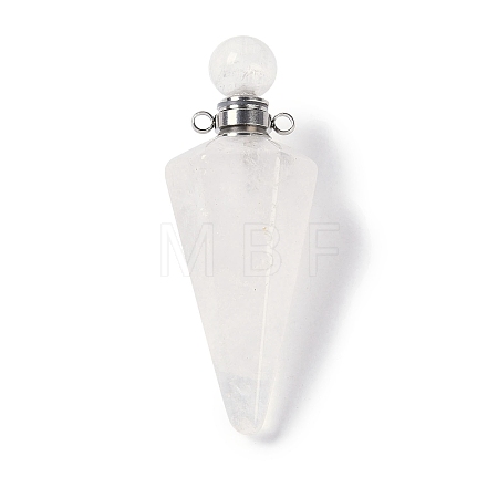 Natural Quartz Crystal Faceted Cone Openable Perfume Bottle Big Pendants G-L524-18P-11-1