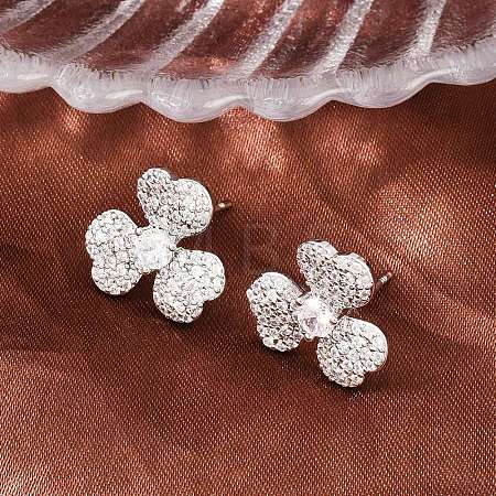 Brass Micro Pave Cubic Zirconia Stud Earrings EJEW-G471-51P-1