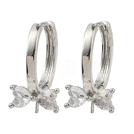 Brass Micro Pave Clear Cubic Zirconia Earring Findings KK-D226-04P-1