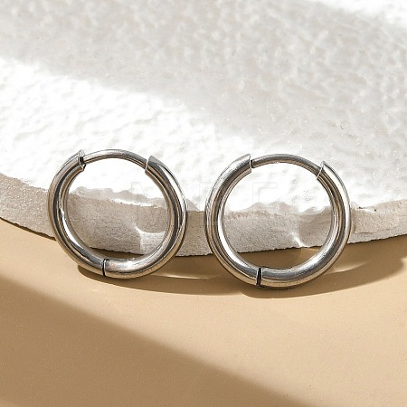 Tarnish Resistant 202 Stainless Steel Huggie Hoop Earrings EJEW-F111A-14mm-P-1